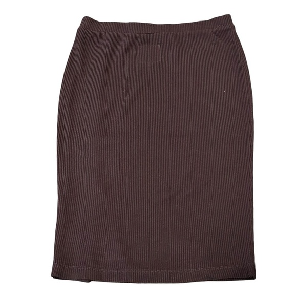 NEW CHASER Button Down Pencil Skirt Pull-On Styling in Falcon Brown Size Small - Picture 3 of 7